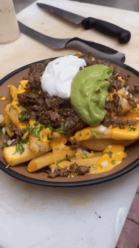 Plate of Guacamole and Sour Cream