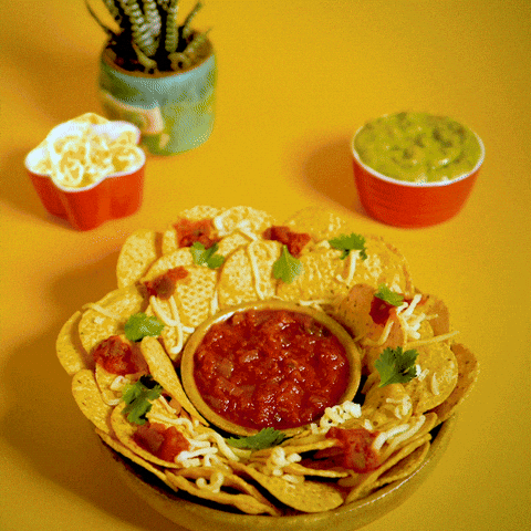 Plate Of Nachos With Salsa GIF