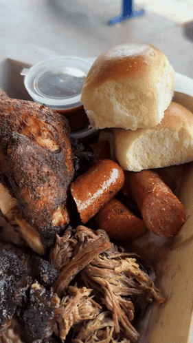Plate of Pulled Pork and Sausages