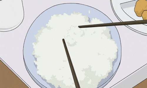 Plate Of Rice With Chopsticks Anime GIF
