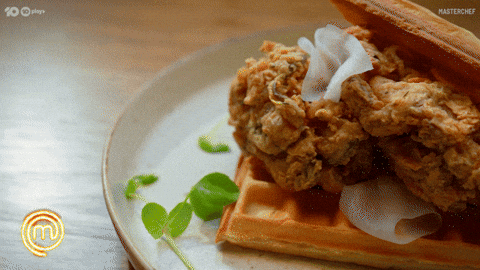 Plate Of Waffles And Fried Chicken GIF