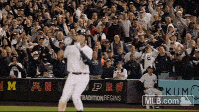 Player Jump After Yankees Win GIF