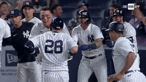 Players Celebrate After Yankees Win GIF