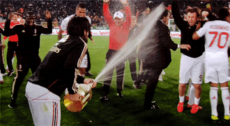 Players Celebrating Champagne Popping GIF