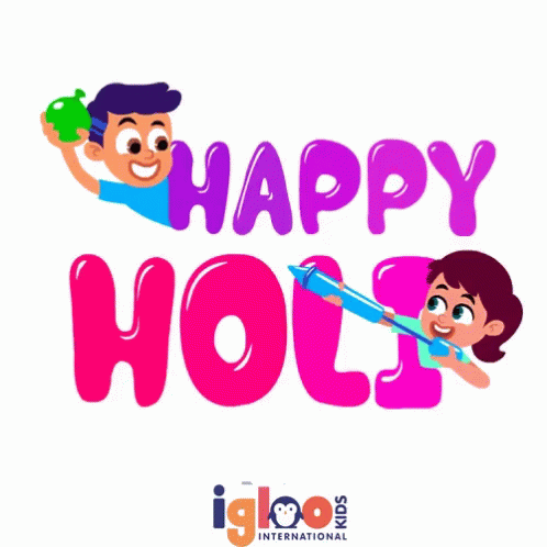 Playful Couple Happy Holi Greeting GIF