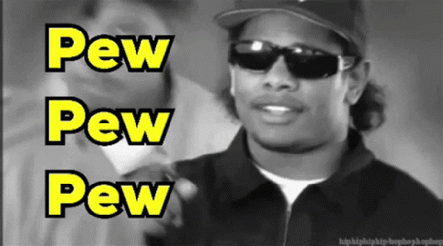 Playful Eazy E Pew Finger Guns GIF