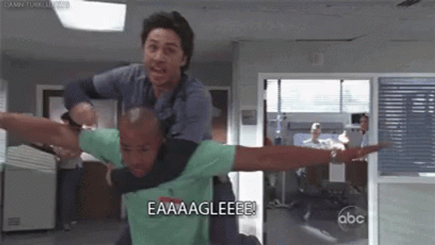 Playful Scrubs Characters Playing Eagle GIF