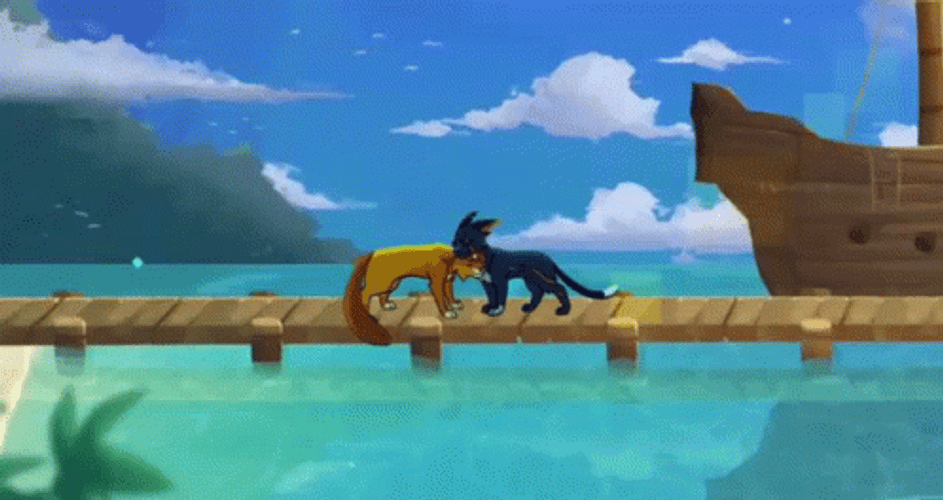 Playful Warrior Cats Moment GIF