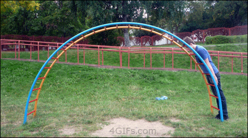 Playground Man Sliding Monkeybar GIF