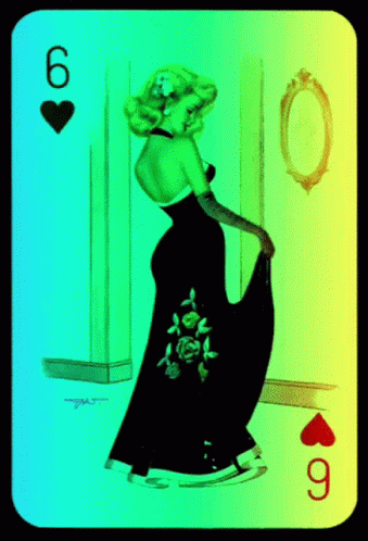 Playing Card Woman in Black Dress Number 6
