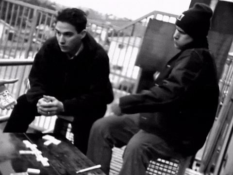 Playing Domino Hitting Table Hard GIF