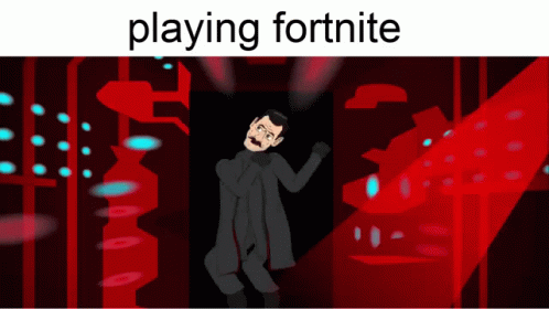 Playing Fortnite Red Building GIF