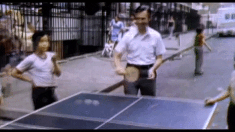 Playing Ping Pong On The Street GIF