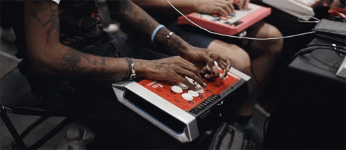 Playing Vintage Video Game Joystick GIF