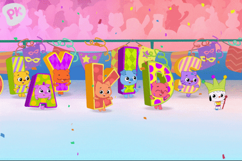 Playkids Characters Playing With Alphabets GIF