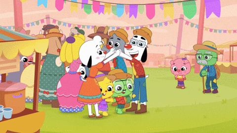 Playkids Characters Throwing Some Party GIF