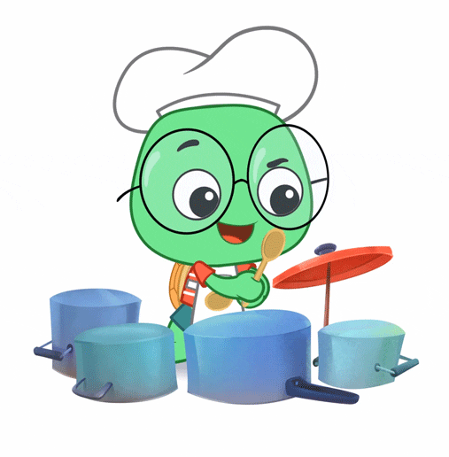 Playkids Geek Turtle Playing With Musical Instrument GIF
