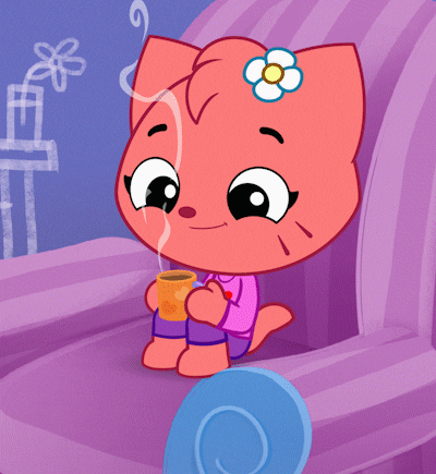 Playkids Winter Kate Blowing On Her Cup GIF