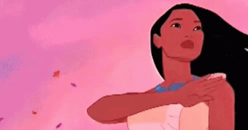 Pocahontas Standing With Leaves Flying