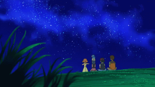 Pocket Monsters Viewing Meteor Shower GIF