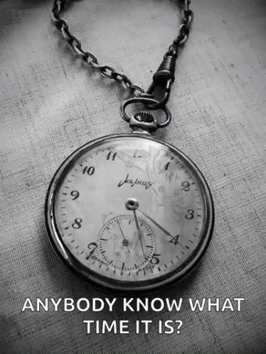 Pocket Watch With Caption What Time GIF