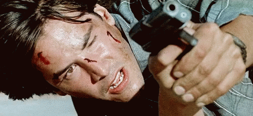 Point Break Keanu Reeves Holding Gun GIF