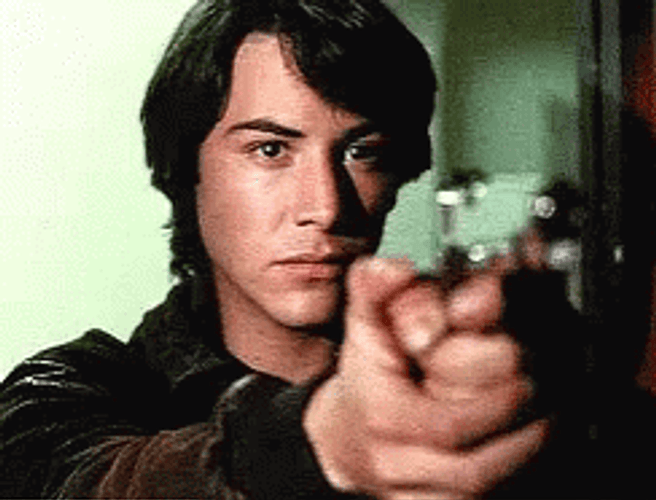 Point Break Keanu Reeves Pointing Gun GIF