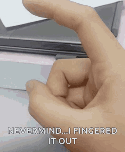 Pointing Finger With Nevermind I Fingered It Out GIF