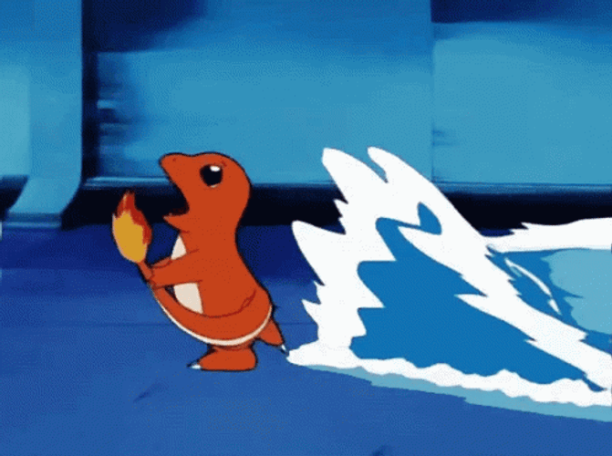 Pokemon Charmander Running From Water GIF