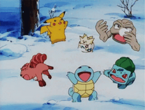 Pokemon Christmas Enjoying Snow GIF