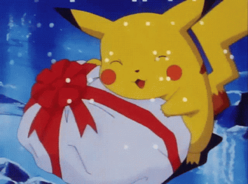 Pokemon Christmas Excited Pikachu Gift GIF