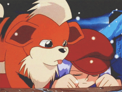 Pokemon Christmas Growlithe Comforting GIF