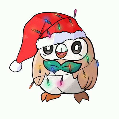Pokemon Christmas Rowlet Lights GIF