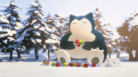 Pokemon Christmas Snorlaz Cubone Eating GIF