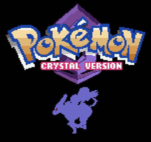Pokemon Crystal Version Logo With Purple Pokemon GIF