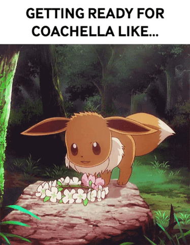 Pokemon Eevee Getting Ready For Coachella GIF