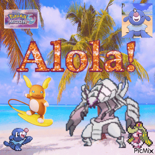 Pokemon On Beach With Aloha GIF