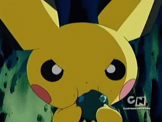 Pokemon Pichu Eating Fruits Angrily GIF