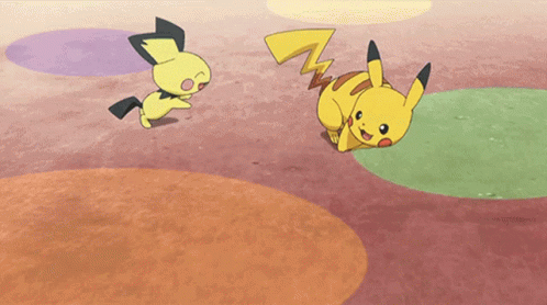 Pokemon Pichu Running Around With Pikachu GIF