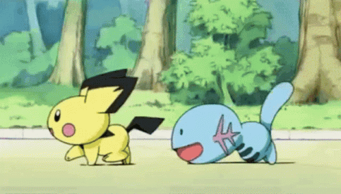 Pokemon Pichu Walking With Wooper GIF