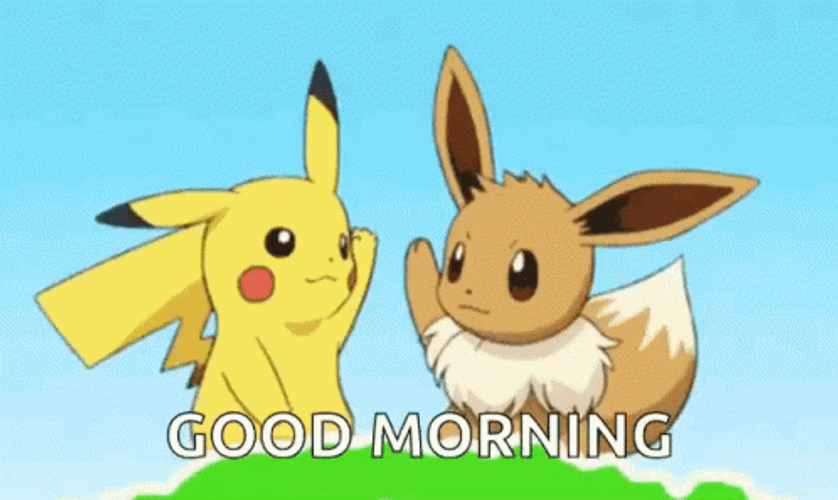 Pokemon Pikachu And Eevee Good Morning GIF