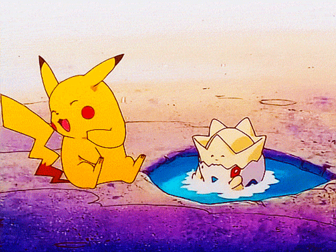 Pokemon Pikachu And Togepi Playing GIF