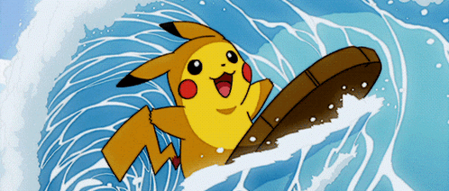 Pokemon Pikachu Surfing Wave GIF