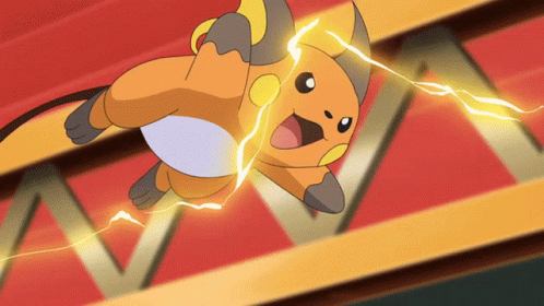 Pokemon Raichu Doing Thunder Bolt Attack GIF