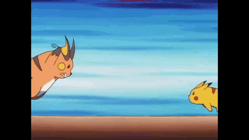 Pokemon Raichu Fighting Against Pikachu GIF