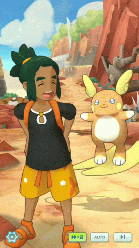 Pokemon Raichu With Hau Video Game GIF