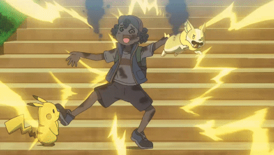Pokemon Trainer Ash Electrocuted GIF