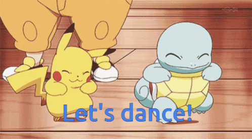 Pokemon Turtle Squirtle Dancing With Pikachu GIF