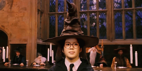 Poker Face Guy Sorting Hat Hufflepuff GIF