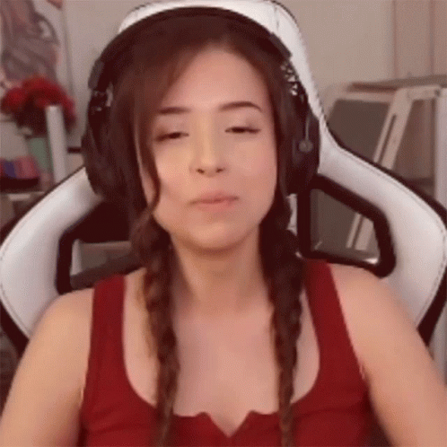 Pokimane Laughing Red Sleeveless GIF